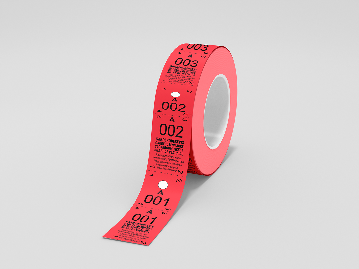 A photo of Cloakroom Tickets 2-Parts (500 pcs) from JM Band®. Purchase tickets in red here.