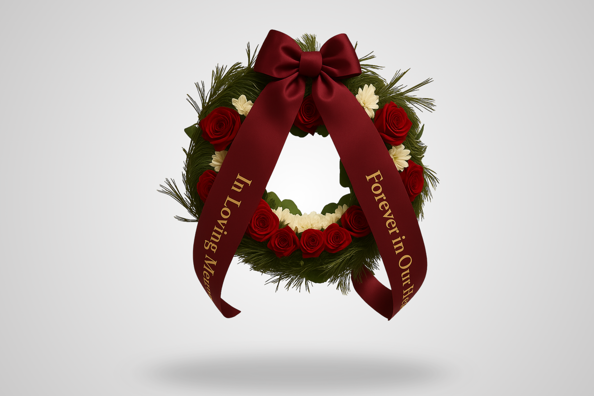 Fotografia EKO saténovej stuhy do kytice s potlačou od JM Band®. Zakúpte si stuhu v bielej farbe tu.