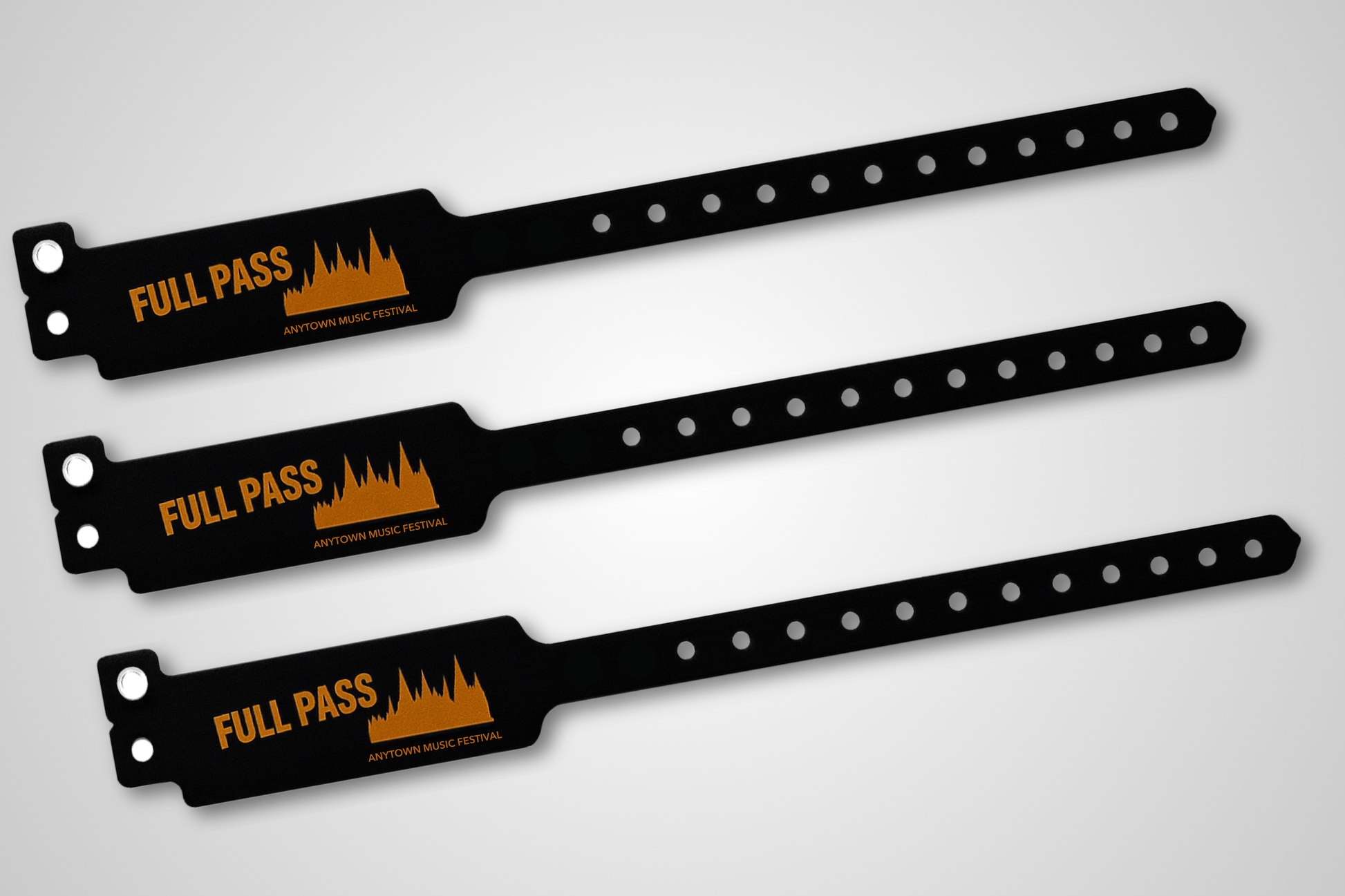 A photo of W-Vinyl Wristbands with print from JM Band®. Purchase Vinyl Wristbands in black here.