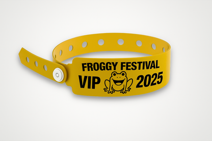A photo of W-Vinyl Wristbands with print from JM Band®. Purchase Vinyl Wristbands in Green here.